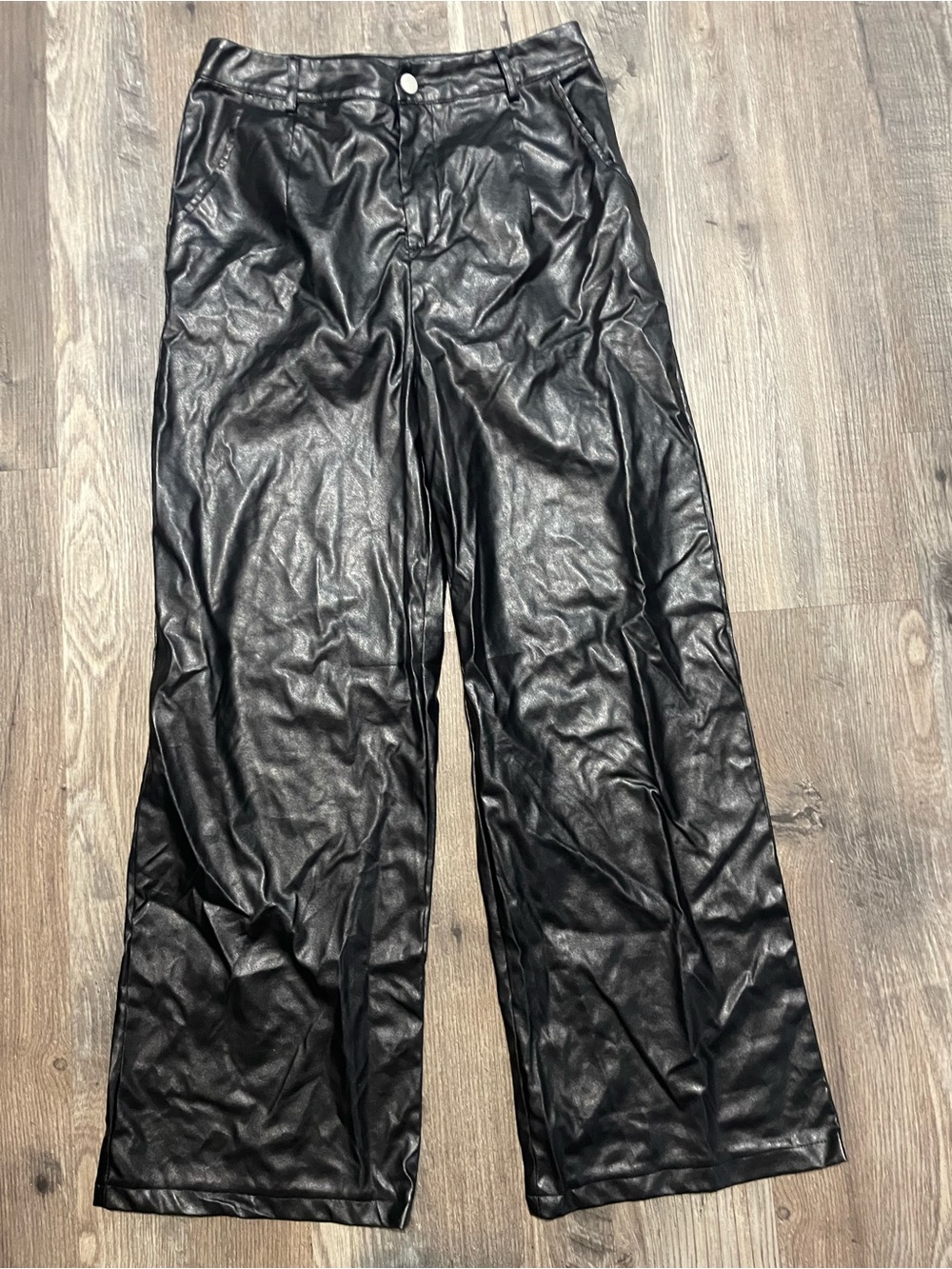 SHEIN Black Faux Leather Pants size M 38 pre-owned.